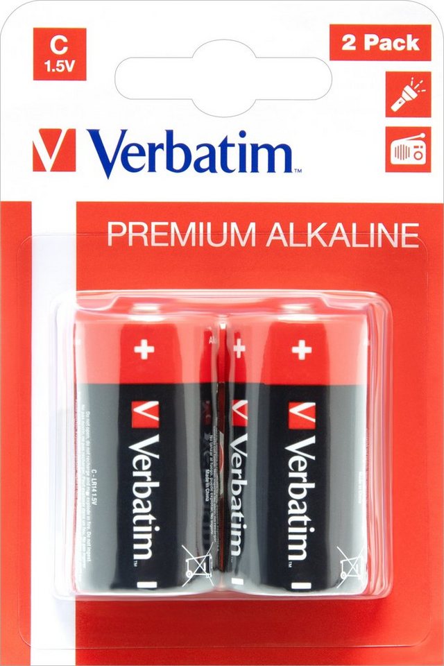 Verbatim Verbatim Batterie Alkaline, Baby, C, LR14, 1.5V Premium, Retail Blist Batterie von Verbatim