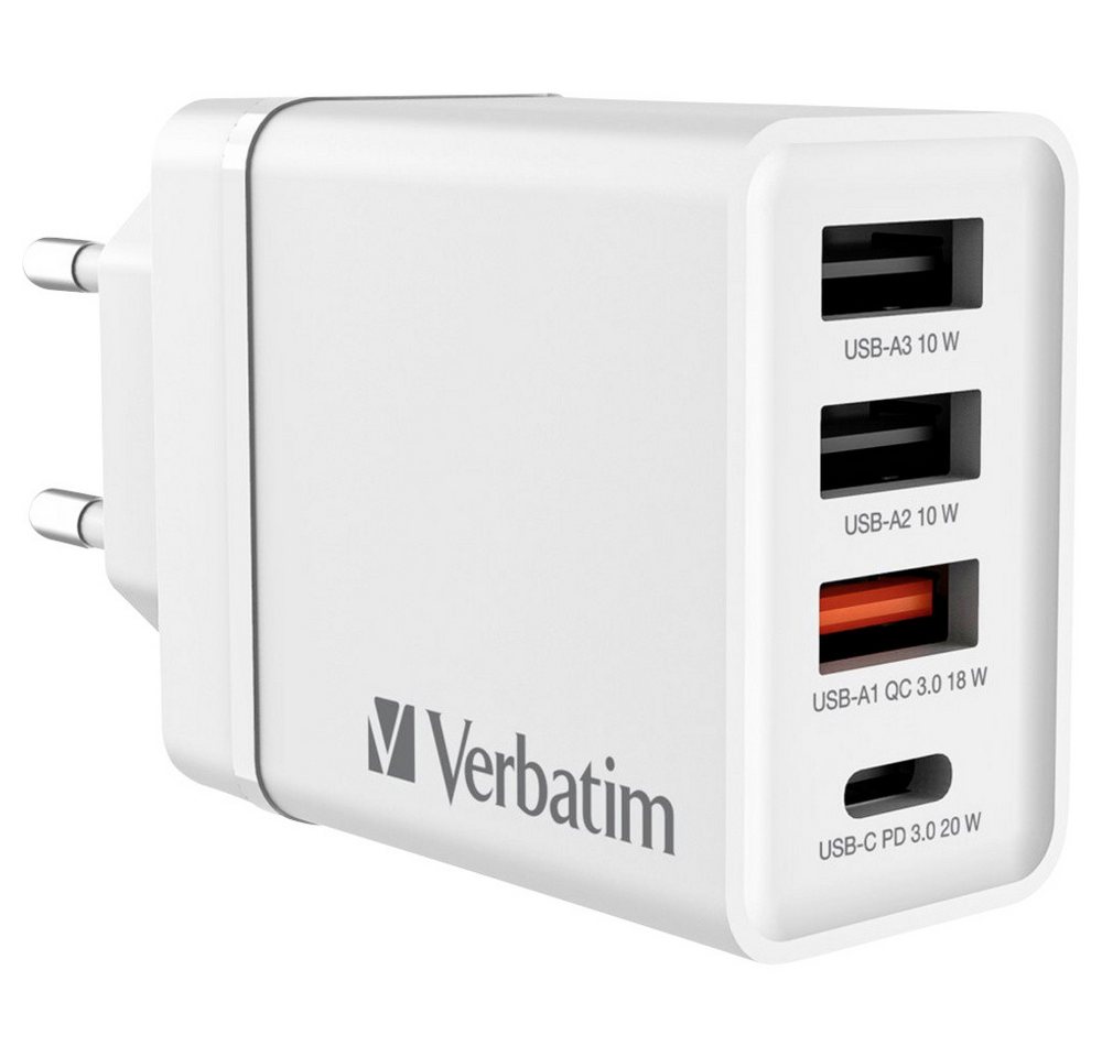 Verbatim Verbatim CHR-30EU2 USB Ladegerät 30 W 3x USB-A, 1x USB-C® USB PD, QC 3 USB-Ladegerät (CHR-30EU2) von Verbatim