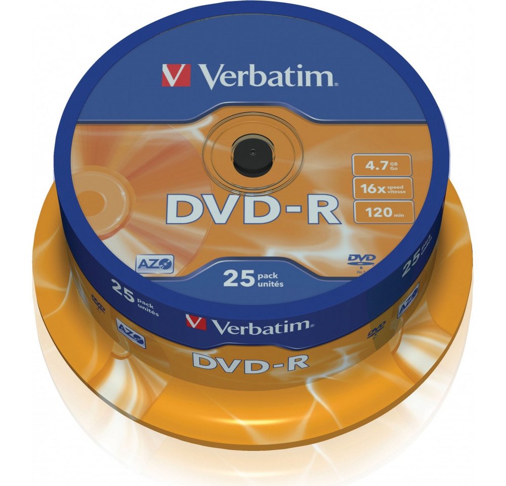 Verbatim Verbatim DVD-R AZO 16x 4.7GB (25er Spindel) - DVDs. Elektro-Kabel, DVD-R, DVD-R, Matte silberne Oberfläche von Verbatim