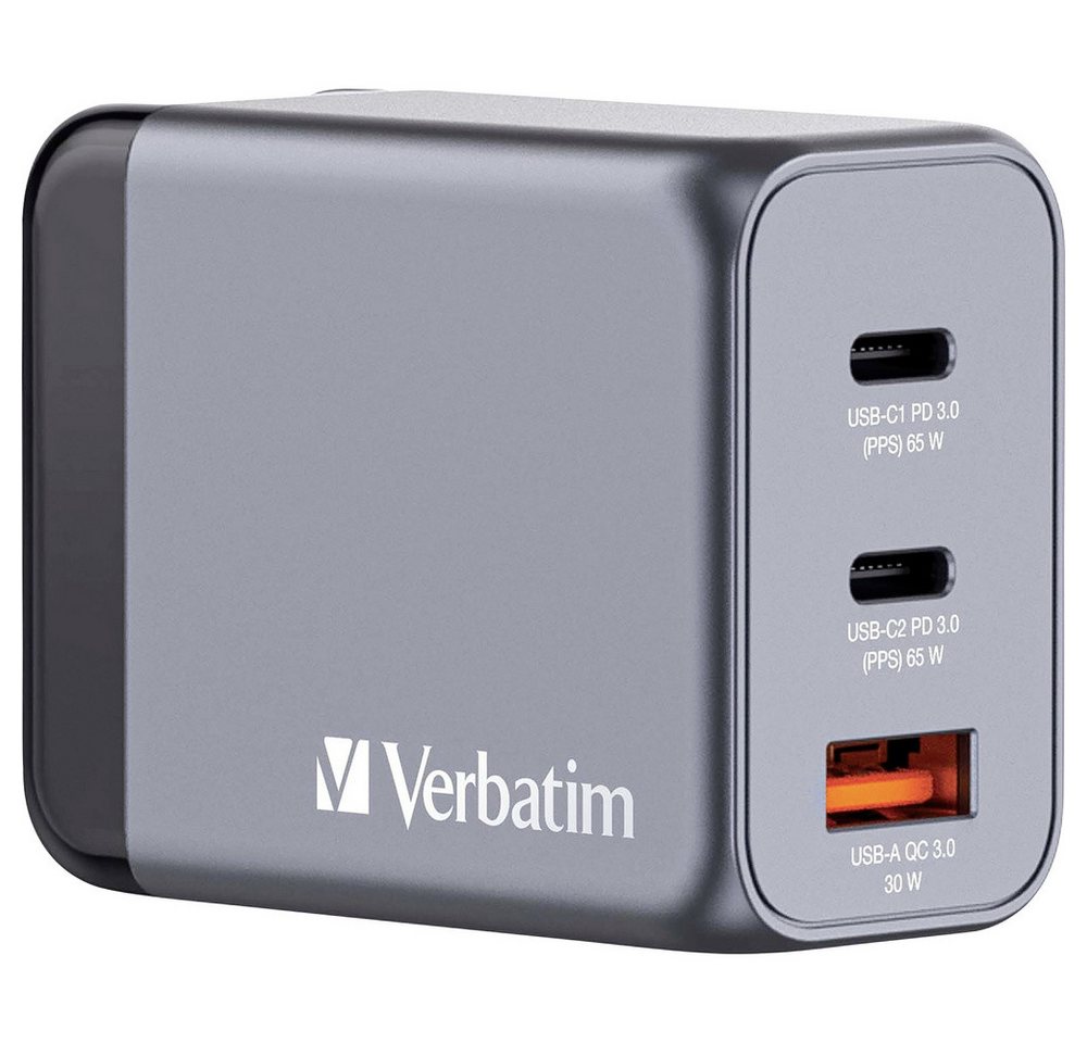 Verbatim Verbatim GNC-65 GaN Reiseladeadapter 65 W 1x USB-A, 2x USB-C® USB PD, USB-Ladegerät (GNC-65 GaN) von Verbatim