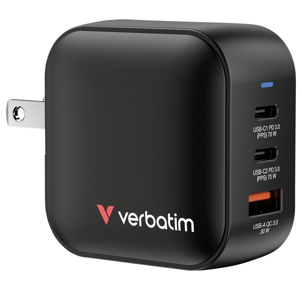 Verbatim Verbatim Mini GaN Charger Reiseladeadapter 70 W 1x USB-A, 2x USB-C® US USB-Ladegerät (Mini GaN Charger) von Verbatim