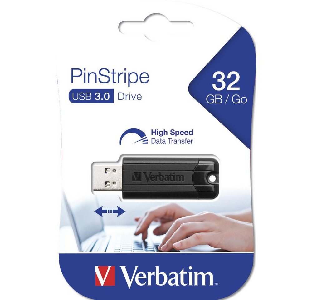 Verbatim Verbatim PinStripe 3.0 - USB 3.0-Stick 32GB - Schwarz USB-Stick von Verbatim