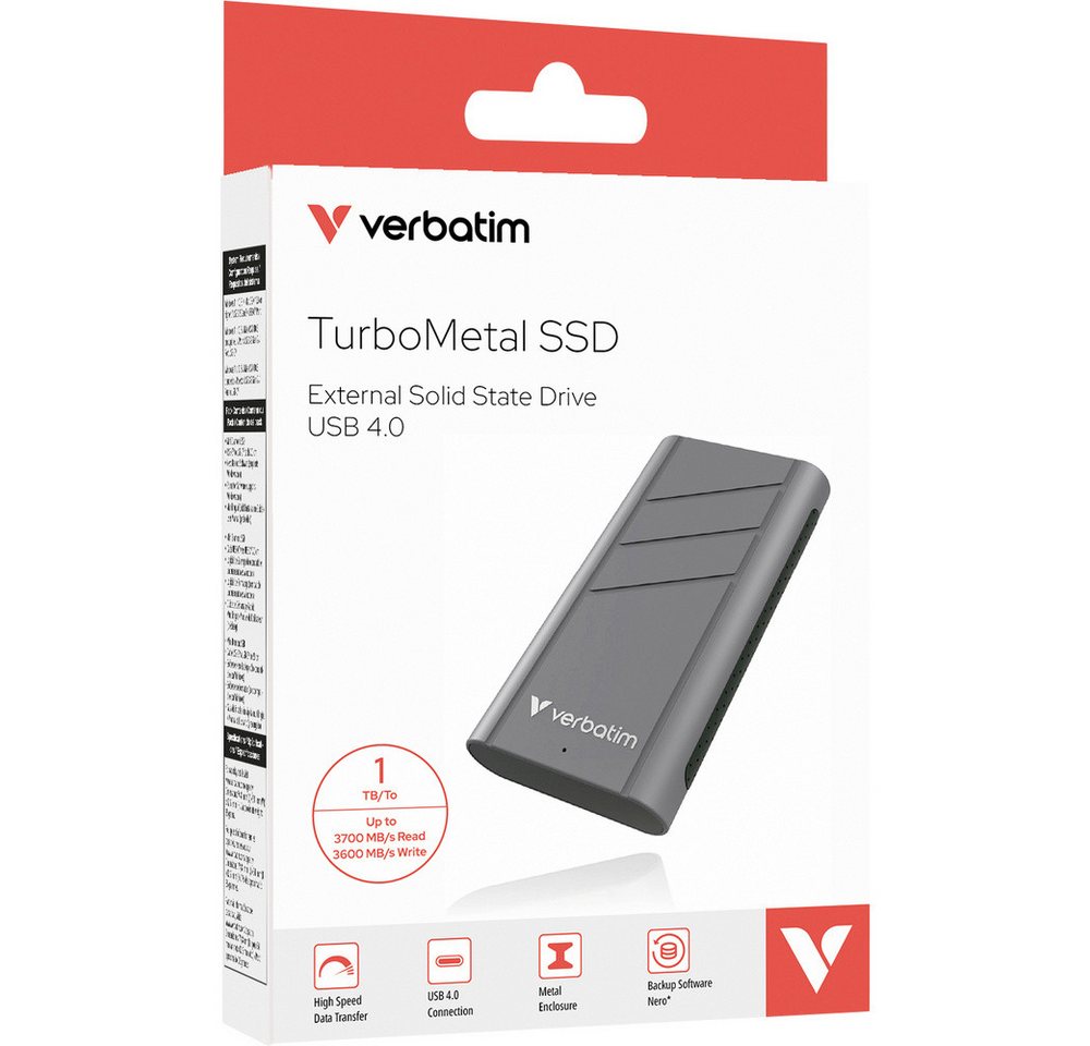Verbatim Verbatim TurboMetal 1 TB Externe SSD USB-C® (USB4) Metall 32021 externe SSD (1) von Verbatim
