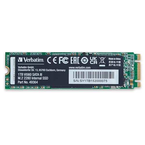 Verbatim Vi560 S3 SSD 1 TB, internes SATA III M.2 2280 SSD-Laufwerk mit 3D-NAND, bis zu 550 MB/s Lesegeschwindigkeit, ideal für Notebook und Ultrabook, schwarz Verbatim Vi560 S3 SSD 1 TB, internes SATA III M.2 2280 SSD-Laufwerk mit 3D-NAND, bis zu 550 MB/s Lesegeschwindigkeit, ideal für Notebook und Ultrabook, schwarz von Verbatim