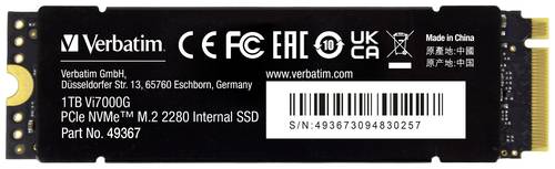 Verbatim Vi7000 1TB Interne M.2 PCIe NVMe SSD 2280 PCIe 4.0 x4 Retail 49367 von Verbatim