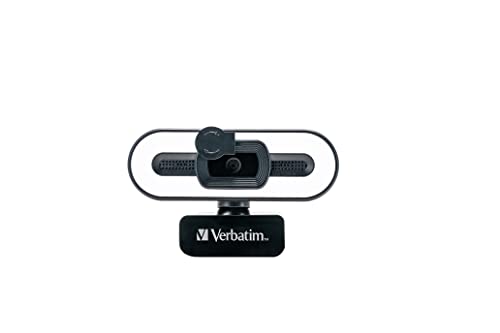Verbatim Webcam mit Mikrofon und Beleuchtung, externe Kamera für Computer oder Laptop mit Full HD 1080 p Autofokus, für Video-Calls im Homeoffice oder als Streaming Cam von Verbatim