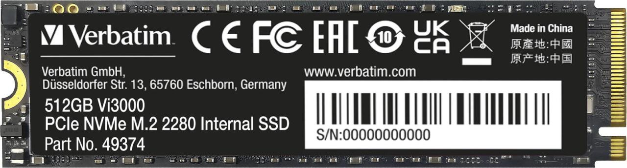 Verbatim interne SSD-Festplatte Vi3000 512GB schwarz von Verbatim