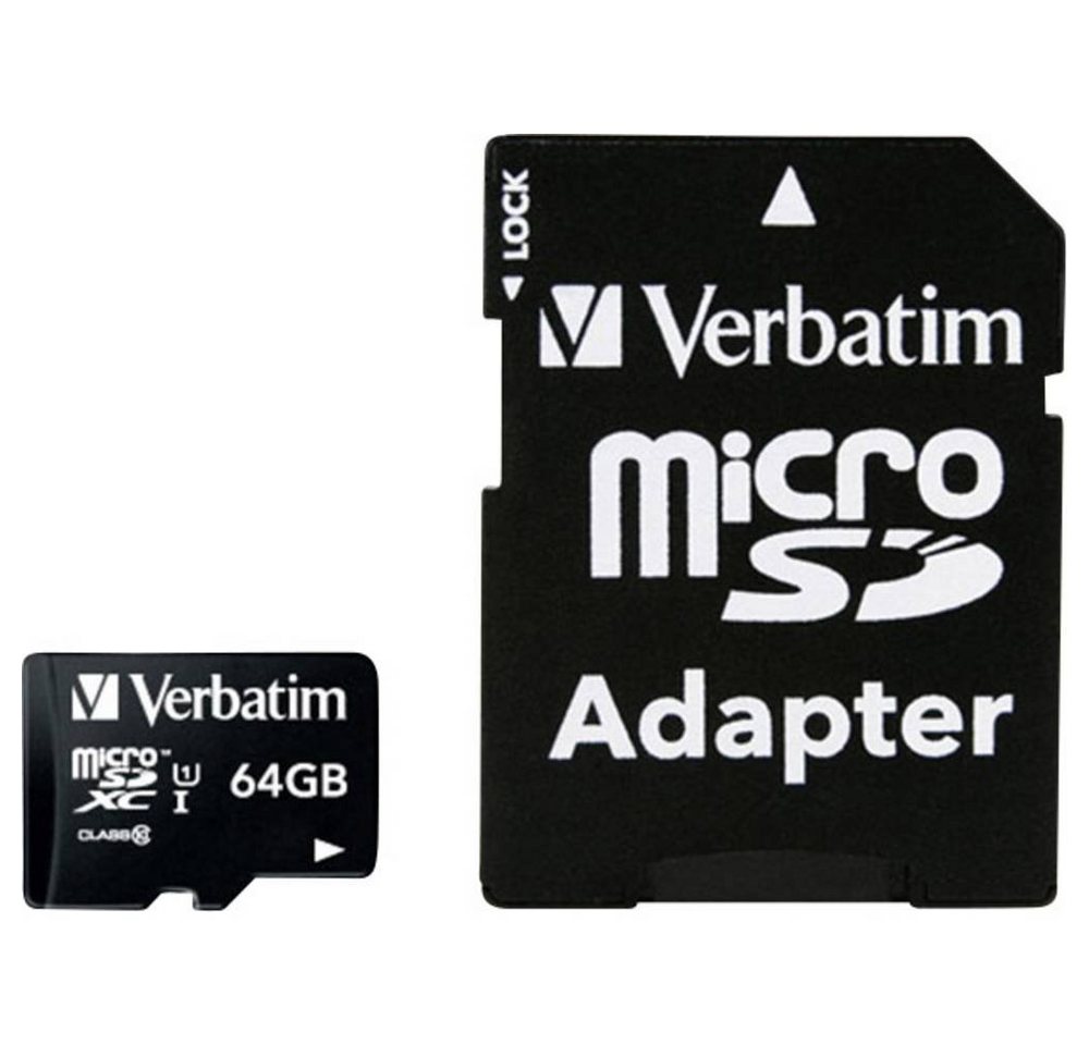 Verbatim microSDHC Karte 64GB Class 10 Speicherkarte (inkl. SD-Adapter) von Verbatim