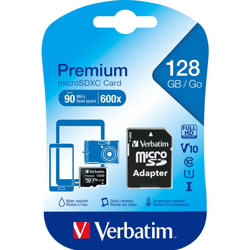 Verbatim microSDXC Card 128GB, Premium, Class 10, U1 von Verbatim