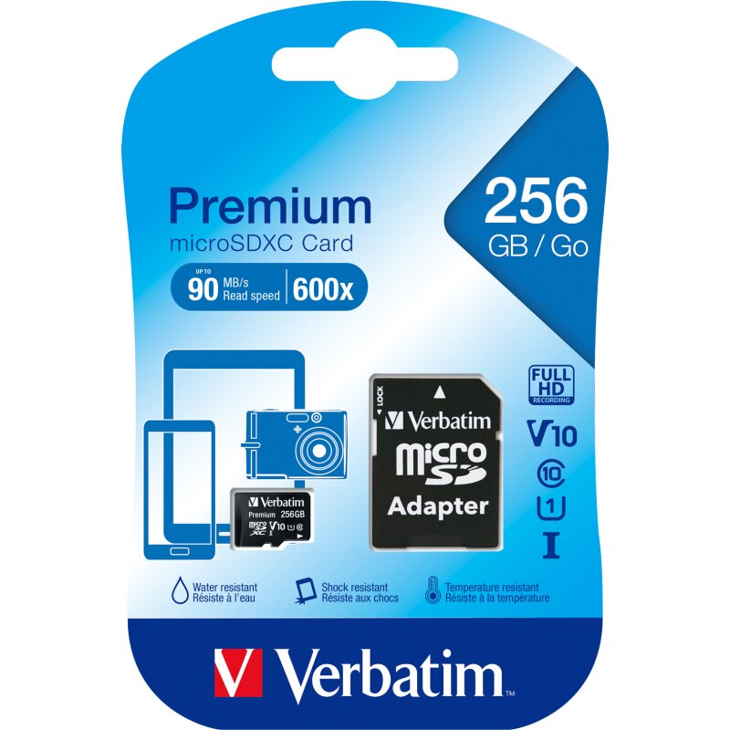 Verbatim microSDXC Card 256GB, Premium, Class 10, U1 von Verbatim