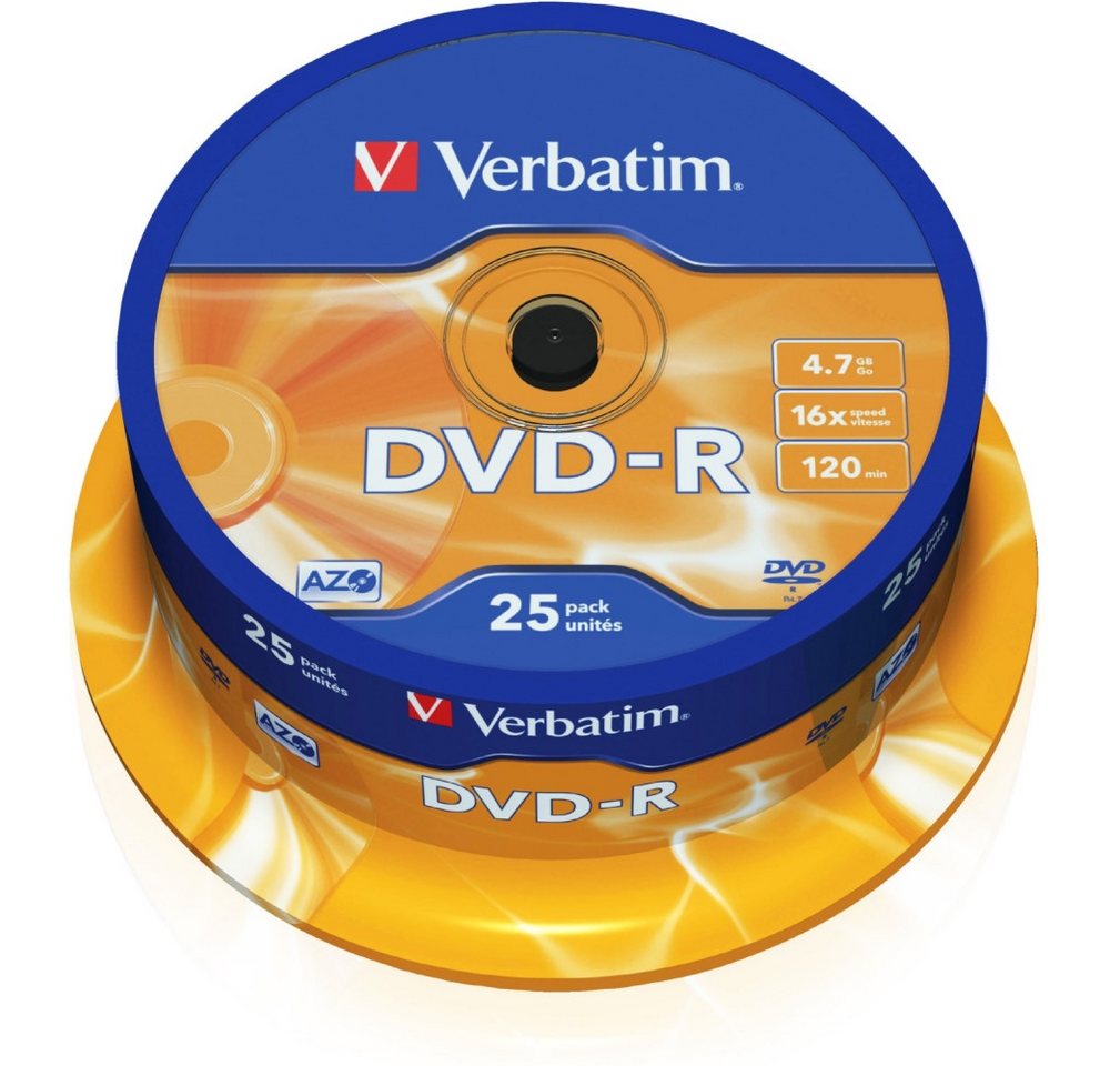 Verbatim verbatim dvd-r azo 16x 4,7gb (25er spindel) externer Speicher (4,7 GB GB, AZO: für eine hervorragende UV-Lichtbe) von Verbatim