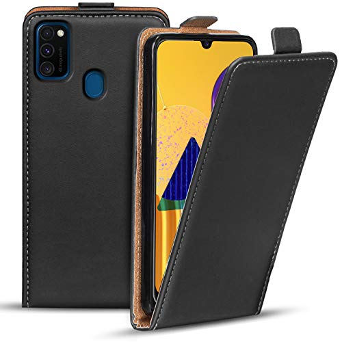 Verco Flip Cover für Samsung Galaxy M30s Case, Samsung M21 Flipstyle Schutzhülle für Samsung M30s M21 Hülle Kunstleder Tasche vertikal klappbare Handyhülle, Schwarz von Verco