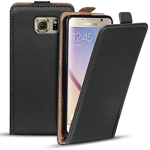 Verco Flip Cover für Samsung Galaxy S6 Case, Flipstyle Schutzhülle für Samsung S6 Hülle Kunstleder Tasche vertikal klappbare Handyhülle, Schwarz von Verco