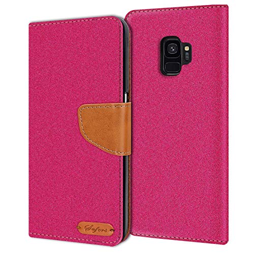 Verco für Galaxy S9 Hülle, Schutzhülle für Samsung Galaxy S9 Tasche Denim Textil Book Case Flip Case Klapphülle Pink Verco für Galaxy S9 Hülle, Schutzhülle für Samsung Galaxy S9 Tasche Denim Textil Book Case Flip Case Klapphülle Pink von Verco