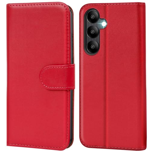 Verco Handyhülle für Samsung Galaxy A05S Hülle, Bookcase Tasche Flipcover für Samsung A05S Case [Kartenfächer/Aufstellfunktion], Rot von Verco