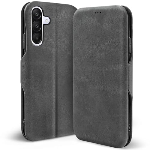 Verco Handyhülle für Samsung Galaxy A56 5G, Premium Handy Flip Cover für Galaxy A56 5G Hülle [integr. Magnet] Book Case Tasche, Grau von Verco