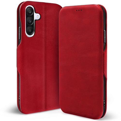 Verco Handyhülle für Samsung Galaxy A56 5G, Premium Handy Flip Cover für Galaxy A56 5G Hülle [integr. Magnet] Book Case Tasche, Rot von Verco