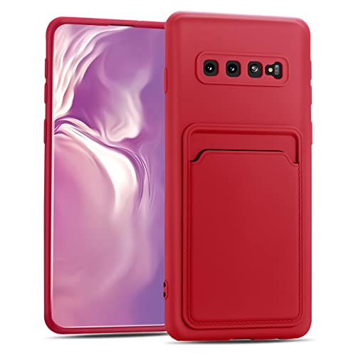 Verco Handyhülle für Samsung Galaxy S10 Plus Case Silikon, Handy Cover mit Kartenfach Dünne Schutzhülle für Samsung S10+ Hülle - Rot von Verco