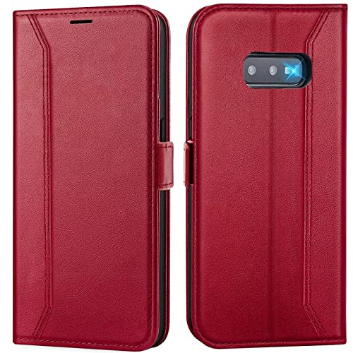 Verco Handyhülle für Samsung Galaxy S10e, 5,8 Zoll Premium Klapphülle Handy Flip Case für Samsung S10e Hülle Book Case Tasche, Rot von Verco