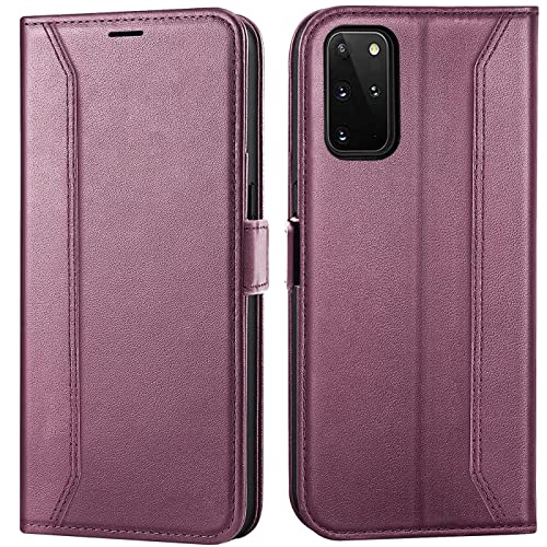 Verco Handyhülle für Samsung Galaxy S20 Plus, 6,7 Zoll Premium Klapphülle Handy Flip Case für Samsung S20+ 5G Hülle Book Case Tasche, Brombeere von Verco