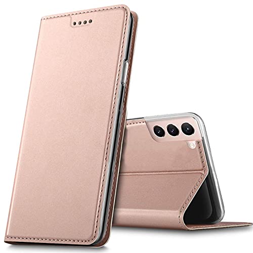 Verco Handyhülle für Samsung Galaxy S22, Premium Handy Flip Cover für Samsung S22 5G Hülle [integr. Magnet] Book Case PU Leder Tasche, Rosegold von Verco