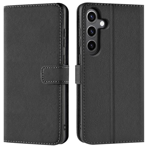 Verco Handyhülle für Samsung Galaxy S24 FE Hülle, Bookcase Tasche Flipcover für Samsung S24 FE Case [Kartenfächer/Aufstellfunktion], Schwarz von Verco