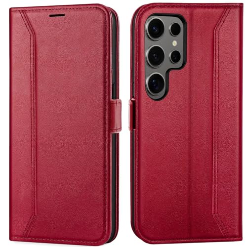 Verco Handyhülle für Samsung Galaxy S24 Ultra, Premium Klapphülle Handy Flip Case für Samsung S24 Ultra 5G Hülle Book Case Tasche, Rot Verco Handyhülle für Samsung Galaxy S24 Ultra, Premium Klapphülle Handy Flip Case für Samsung S24 Ultra 5G Hülle Book Case Tasche, Rot von Verco