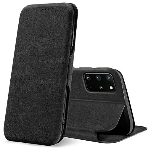 Verco Handyhülle für Samsung S20 Plus, Bookstyle Premium Handy Flip Cover für Samsung Galaxy S20+ Hülle [integr. Magnet] Book Case PU Leder Tasche, Schwarz von Verco