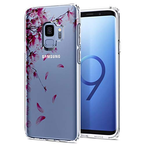 Verco Handyhülle für Samsung S9 Case, Premium Muster Handy Cover für Samsung Galaxy S9 Hülle weiches Flexibles TPU Case, Rosa Veilchen von Verco