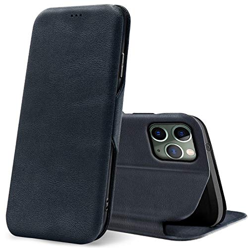 Verco Handyhülle für iPhone 11 Pro, Bookstyle Premium Handy Flip Cover für Apple iPhone 11 Pro Hülle [5,8 Zoll] [integr. Magnet] Book Case PU Leder Tasche, Blau von Verco