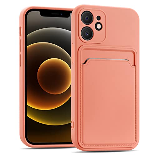 Verco Handyhülle für iPhone 12 Case Silikon, Handy Cover mit Kartenfach Dünne Schutzhülle für iPhone 12 Hülle - Rosa von Verco