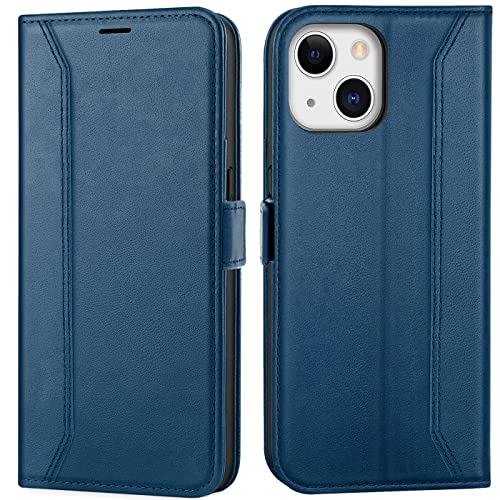 Verco Handyhülle für iPhone 13 Mini, 5,4 Zoll Premium Klapphülle Handy Flip Case für Apple iPhone 13 Mini Hülle Book Case Tasche, Blau von Verco