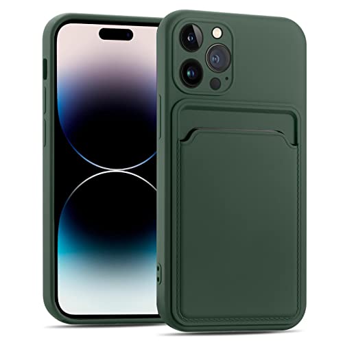 Verco Handyhülle für iPhone 14 Pro Case Silikon, Handy Cover mit Kartenfach Dünne Schutzhülle für iPhone 14 Pro Hülle - Army Green von Verco