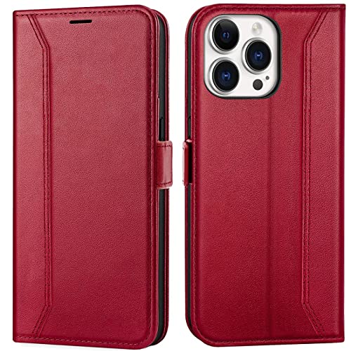 Verco Handyhülle für iPhone 15 Pro, 6,1 Zoll Premium Klapphülle Handy Flip Case für Apple iPhone 15 Pro Hülle Book Case Tasche, Rot von Verco