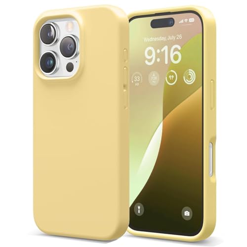 Verco Handyhülle für iPhone 16 Pro Hülle, Case Silikon Gel [weiches Innenfutter] Schutzhülle für iPhone 16 Pro Case stoßfest, Gelb von Verco
