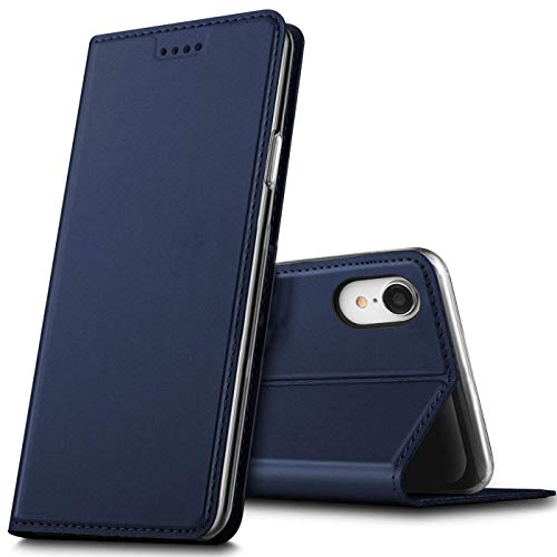 Verco Handyhülle für iPhone XR, Premium Handy Flip Cover für Apple iPhone XR Hülle [integr. Magnet] Book Case PU Leder Tasche (6,1 Zoll), Blau von Verco