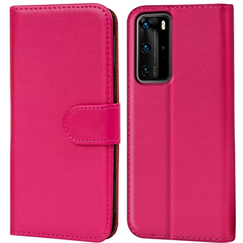 Verco Huawei P40 Lite Pro Hülle, Handyhülle für Huawei P40 Lite Pro Tasche PU Leder Flip Case Brieftasche, Pink von Verco