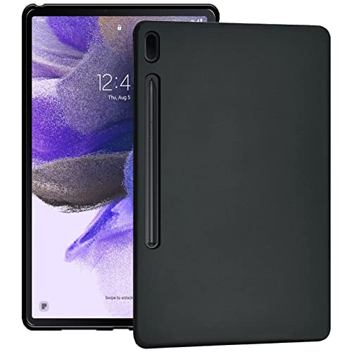 Verco Hülle für Samsung Galaxy Tab S7 FE, Schutzhülle Tablet Tasche Silikon Case Slim Cover Samsung Tab S7 FE 5G, Schwarz von Verco