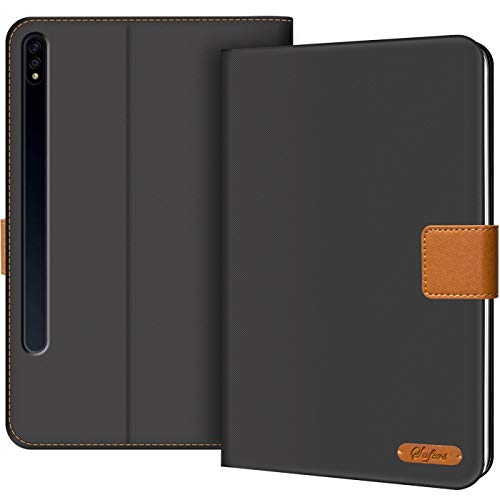Verco Hülle für Samsung Galaxy Tab S7 Plus 12.4 (2020), Schutzhülle Tablet Tasche Standfunktion Cover für Samsung Tab S7+ [T970 T975], Schwarz von Verco