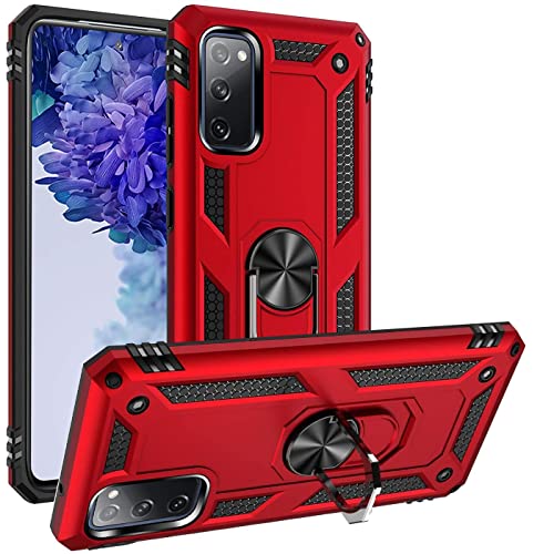 Verco Hybrid Armor Shiel Case für Samsung Galaxy S20 FE Hülle, extrem robust mit Magnet Fingerring Halter Handyhülle für Samsung S20 FE 5G Panzerhülle, Rot von Verco