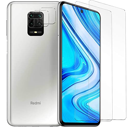 Verco Panzerglas für Xiaomi Redmi Note 9 Pro Schutzfolie, [Spar-Set 4in1, 2X Displayschutz, 2X Kameraschutz] Panzerfolie für Redmi Note 9 Pro Folie von Verco