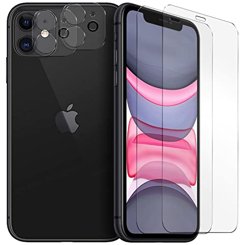 Verco Panzerglas für iPhone 11 Schutzfolie, [Spar-Set 4in1, 2X Displayschutz, 2X Kameraschutz] Panzerfolie für Apple iPhone 11 Folie von Verco