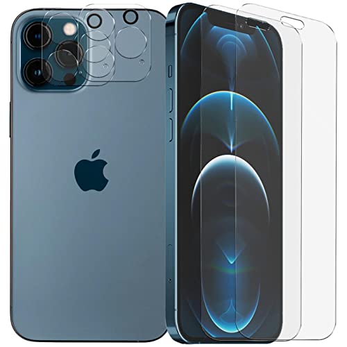 Verco Panzerglas für iPhone 12 Pro Max Schutzfolie, [Spar-Set 4in1, 2X Displayschutz, 2X Kameraschutz] Panzerfolie für Apple iPhone 12 Pro Max Folie von Verco