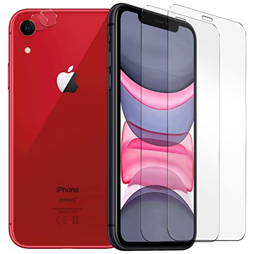 Verco Panzerglas für iPhone XR Schutzfolie, [Spar-Set 4in1, 2X Displayschutz, 2X Kameraschutz] Panzerfolie für Apple iPhone XR Folie von Verco