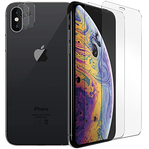 Verco Panzerglas für iPhone XS Max Schutzfolie, [Spar-Set 4in1, 2X Displayschutz, 2X Kameraschutz] Panzerfolie für Apple iPhone XS Max Folie von Verco