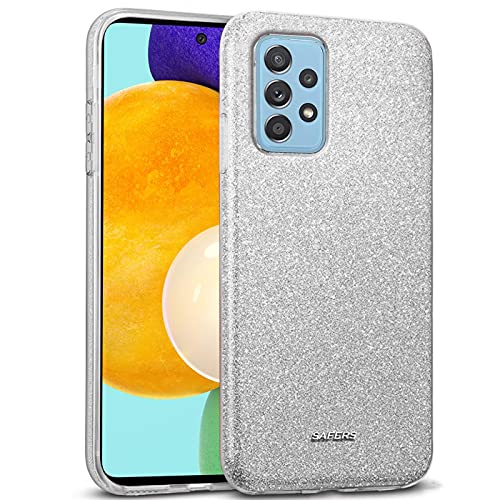 Verco Schutzhülle für Samsung Galaxy A52 Case, Samsung A52 5G Hülle Glitzer Motiv Handyhülle für Samsung A52/A52 5G Hülle Silikon TPU Cover, Silber von Verco