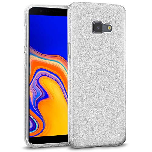 Verco Schutzhülle für Samsung Galaxy J6+ Case, Glitzer Motiv Handyhülle für Samsung J6 Plus Hülle Silikon TPU Cover, Silber von Verco
