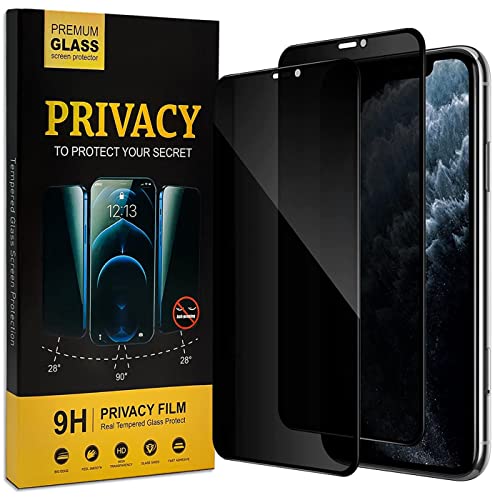 Verco Sichtschutz Full Screen Privacy Glas für iPhone 11 Pro Panzer Schutz Glas Folie Anti-Spy Schutzfolie, 2 Stück von Verco