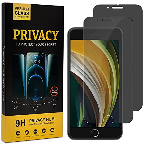 Verco Sichtschutz Full Screen Privacy Glas für iPhone SE 2020 2022, iPhone SE 2. / 3. Generation Panzer Schutz Glas Folie Anti-Spy Schutzfolie, 2 Stück von Verco
