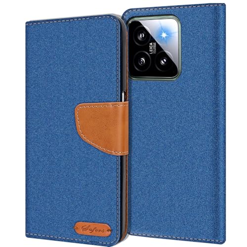 Verco kompatibel mit Xiaomi 14 Hülle, Schutzhülle für Redmi Note 13 Pro 4G Tasche Denim Textil Book Case Flip Case - Klapphülle Blau von Verco